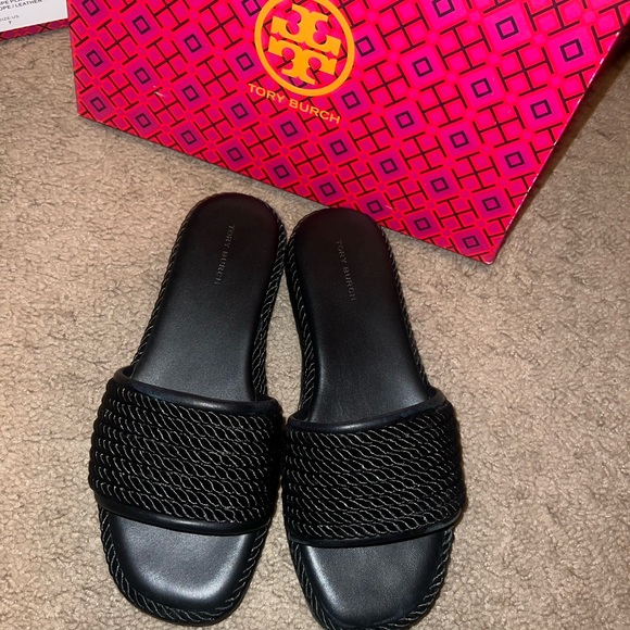 Tory Burch Shoes - Tory Burch Black Slide Sandals